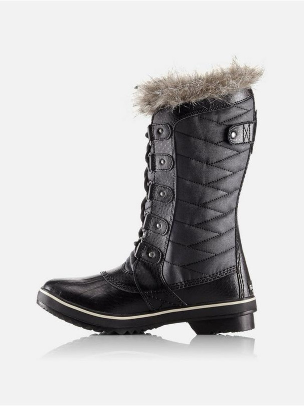 Sorel Women’s Black Faux-Fur Trim Winter Lace-Up Boot Size 6.5